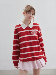 Color-blocked Stripe Long-sleeve Polo Shirt