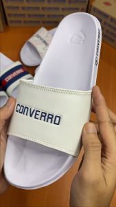 Promo Sandal Slop Murah Mid Font Putih CONVERRO SERIES CONVERRO Sendal Selop Distro Pria Wanita / Sendal Slop Pria / Sendal Slip On Pria / Sendal Slide Pria