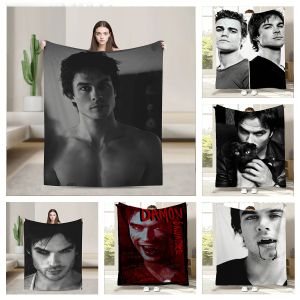 Bandai | V-Vampire D-Diaries Damon Salvatore TV Flannel Blanket Soft Throw Blanket Art For Home Decor Bedroom Bed Sofa Picnic Fans Gifts