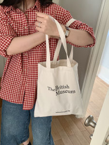 Korean Style Large Capacity Cotton Canvas Shoulder Bag Womens Summer Commuter Handbag Tote Bag Casual Shopping Bag