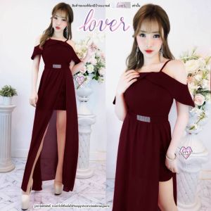 ชุดออกงาน ชุดราตรี เดรสออกงาน บายเนียร์ เพื่อนเจ้าสาว ผ้าสกินนี่ยืด ทรงสายเดี่ยวเปิดไหล่ (รหัสM41)