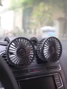 USB Mini Car Electric Fan Truck Double Headed Fan Air Cooling Low Noise Fan 5V Car Fan