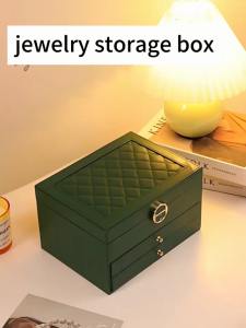 Jewelry Storage Organizer Box 3 Layer Large Capacity with Lock Necklace Ring Earring Bracelet Holder for Women