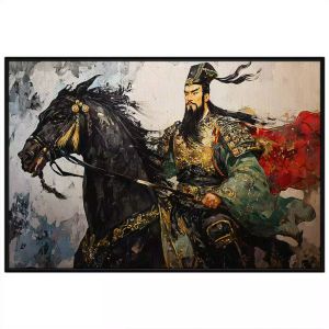 Tranh chân dung tướng quân cửi ngựa cổ trang. Tranh treo tường dán tường sơn dầu canvasCGI-1653