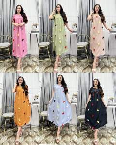 Daster Crinkel Pompom Viral Kakinian/Dress Pompom Crinkel Airflow