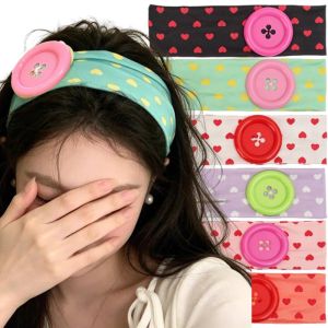 Y2K Polka Dot Wide Headband / Colorful Large Button Hair Wrap / Elastic Sweatproof Non-slip Headband / Trendy Dopamine Hair Accessories for Ladies