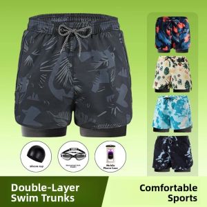 MONLEYTA | Mens Speed Dry Large Size Boxer Brief Swimming Suits Beach Swimming Trunks Professional Hot Spring Swimming Equipment