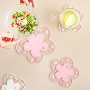 【On Sale】Sakura Shape Silicone Insulation Pot Mat Coaster Heat Resistant Placemat Non-slip Pot Holder