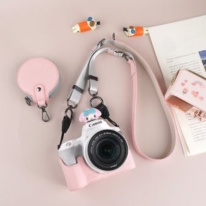 NiYi | Ốp Lưng Máy Ảnh Bằng Da Cho Canon 200DII Mark II Kèm Dây Đeo Vai - Vỏ Bảo Vệ Có Kính Cường Lực 1/4 Inch