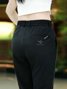 Ice Silk Slim Fit Straight Leg Casual Pants for Men Breathable Cool Feeling Summer Fashion Urban Style Elastic Waist Trousers