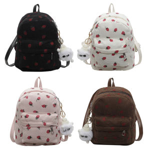 【New Arrival】 Mini Backpack for Teen Girls Adjustable Strap Schoolbag Corduroy Multi-pocket Backpack Purse Casual Daypack Travel Bag