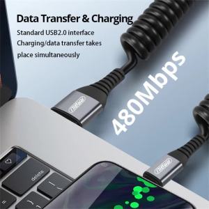 Cáp USB A Sang Type C NNBILI 66W PD Sạc Nhanh Lò Xo Ô Tô Dành Cho iPhone 17/16 Xiaomi Samsung MacBook iPad - Chất Liệu PVC Dòng Điện Cao