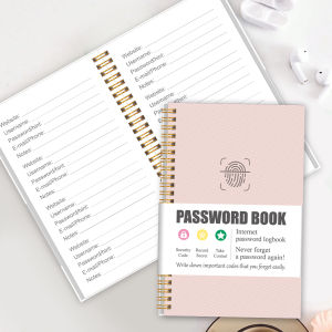A6 Password Book Spiral Notebook Password Logbook with Address Birthday Emergency Contacts Pocket Size