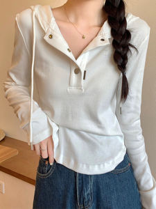 Pure Desire Spicy Girl Hoodie Long Sleeve T-Shirt Women Spring Versatile Short Irregular Base Shirt Top Korean Style Slim Fit