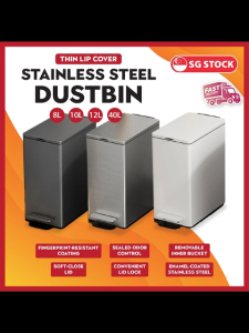 [SG STOCK] Stainless Steel Pedal Soft Closing Dust Bin -Durable & Stylish Trash Can for Home Kitchen bathroom & Office