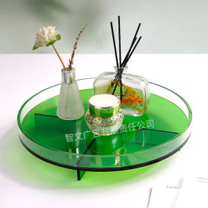 จานรองสีสันสดใส ครึ่งทรงกลม Acrylic สำหรับชุดชา จานรองน้ำชา จานรองกุหลาบ ตกแต่งในห้องนิตย์ รูปแบบห้องตัวอย่าง จัดวางในบ้าน