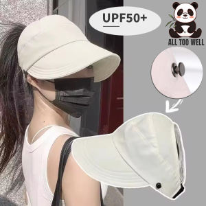 Summer Wide Brim Sunhat Women Sun Hats Foldable Adjustable Outdoor Beach Bucket Hat UV Protection Visors Ponytail Caps