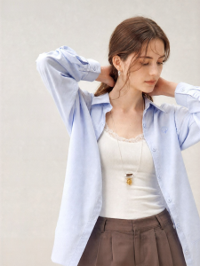 INMAN | Linen Pastel Blue Women Shirt