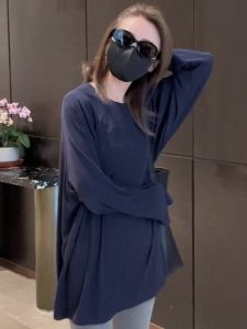 Elegant Long Sleeve T-Shirt Womens Mid-Length Fashionable Summer Sun Protection Cover up Korean Style Casual Commute Top