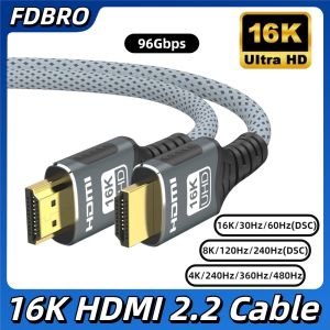 16K HDMI-Compatible Cable HDMI 2.2 Cable 16K 30Hz/60Hz 8K 120Hz 4K 240Hz HDR EARC 96Gbps For HDTV Laptop Xbox PS5 Switch