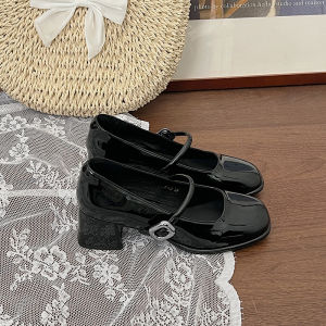 French Mary Jane High Heels Womens 2025 New Summer Thick Heel Silver Color Slip-On Shoes Match Skirts Casual Fashion Footwear