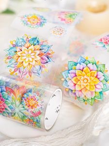 Mandala PET Tape Sticker Enigmatic Rainbow Color Patchwork Handmade Journaling Glue Stick DIY Crafts Beautiful Day Brand