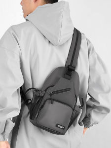 Mens Multi-Functional Oxford Cloth Crossbody Bag Travel Sports Chest Bag Water Cup Holder Mini Backpack Casual Style