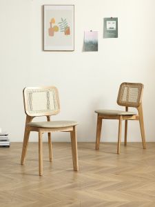 Minimalist Rattan Dining Chair New Style Scandinavian Pure Solid Wood Quiet Casual Chair Accessible Luxury Designer Office Chair Coffee Shop