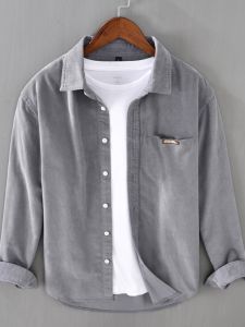 Casual Mens Long Sleeve Shirt Vintage Japanese Style Spring Autumn New Arrival Standard Fit Youth Popular Wear Resistant Fabric