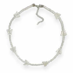 Mia Buttefly Transparant Beads Necklace Kalung Kupu Kupu Manik Warna Warni Colorful Hijab Friendly