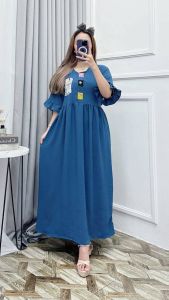 Dress Pelangi Saku Cringkle Busui Kancing Best Seller