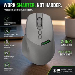 2.4G Bluetooth Wireless Dual-Mode Rechargeable Mouse 7-Buttons 2000DPI Adjustable Ergonomic Design Slient Mouse For PC Computer
