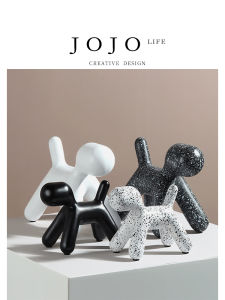 Black White Balloon Spot Dog Resin Decorative Accessories Room Decorations Nordic Style Creative Desktop Animal Shaped Gifts