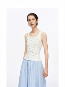 U-neck Spaghetti Strap Blouse Lycell Cotton Blend