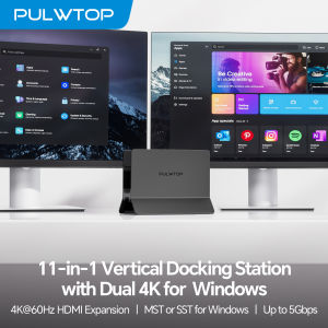 PULWTOP USB C Laptop Docking Station Dual Monitor with 2 HDMI 4K USB A/C 10Gbps USB-A 5Gbps Ethernet for Type-C Laptops