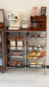 Lifinity รถเข็นตะกร้าในครัวแบบโมเดิร์น ล้อเคลื่อนย้ายได้ ตะกร้าเอาออกได้ จัดเก็บเป็นระเบียบ