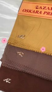 HIJAB SEGIEMPAT VOAL MIRACLE OSKARA METAL LOGO LASER CUT UKURAN 110 x 110CM PREMIUM AZARA