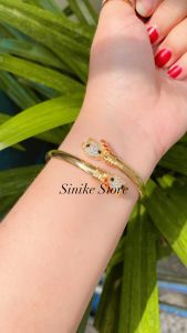 GELANG GOLD CUFF 2KEPALA HELLO KITTY FULL BERLIAN BERKILAU  ( COD )