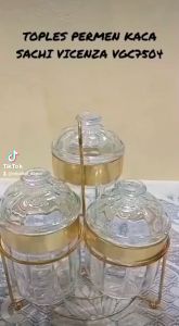 Toples Lebaran Toples Kaca Kedap Udara Plus Rak putar Vicenza VGC 7504