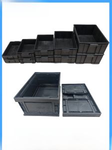 Black Thickened Plastic Foldable Anti-Static Parts Box Electronic Hardware Accessories Storage Case Handheld Handle Parts Tray