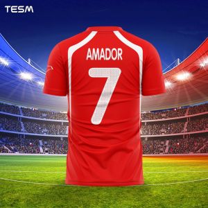 TESM Men Retro Jersey T-Shirt Women Sports Top Children Casual Short-Sleeved T-Shirt High-Definition Printing Breathable Shirt