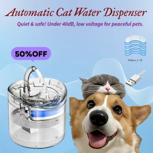 Automatic Smart Pet Water Fountain 2L Large Capacity USB Quiet Pump Multi-Layer Filtration Sensor Flow Water Backup