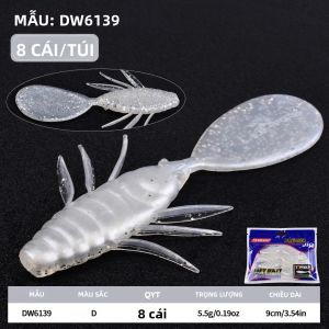 Bộ 8 Mồi Câu Mềm 5 Màu 9cm 5.5g Chất Liệu PVC Silicon Cao Cấp Mô Phỏng Thực Tế Dùng Cho Nước Ngọt Mồi Câu Mềm Đuôi Dẹp Dùng Với Máy Câu Downrigger