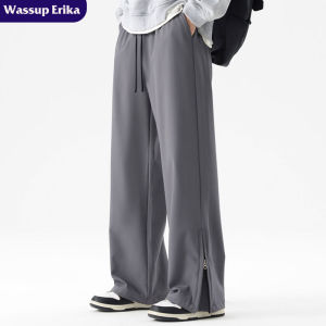 Waterproof Straight Leg Casual Pants Mens Autumn Function Split Wide Leg Pants Versatile Loose Fit Polyester Fiber Youth Trend Brand WASSUP ERIKA