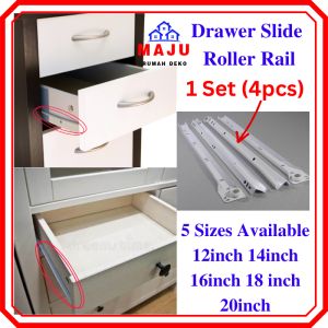 MAJU Heavy Duty Office Cabinet Drawer Slider Roller Rail Runner Slaid Laci Besi Kabinet Perabot Almari Meja Pejabat Drawer Slide Roller Runner Drawer Roda Rail Wheel Rail Open Cabinet White Drawer Slide Roller Runner Wheel Rail Open Drawer Roda Rail Offic