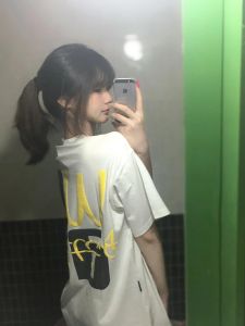 Trendy American Letter Cotton White Short Sleeve T-shirt Female Summer Oversize Small Sweet Half Sleeve Tops