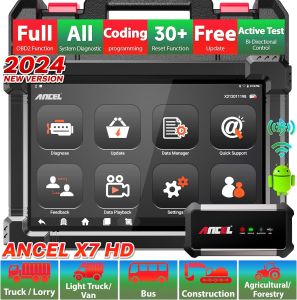 Ancel X7 HD 12V 24V รถบรรทุก Obd2 Scanner Full system สแกนเนอร์เครื่องมือวิเคราะห์รูปแบบพร้อม40ฟังก์ชั่นรีเซ็ตเครื่องจักรก่อสร้างรถขุดเครื่องมือวินิจฉัย OBDII สแกนเนอร์รถยนต์ดีเซล OBD วินิจฉัยสแกนเนอร์ ECU สแกนเนอร์ odb สแกนเนอร์
