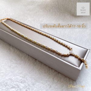 สร้อยคอเพชรสลับทองสร้อยคอใส่ออกงาน N2422 สวยสง่าปรับระดับสั้นยาวได้17-19นิ้ว