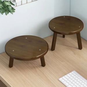 Simple Round Wooden Table Plants Tripod Stand Plant Pot Shelf Organizer Rack Stand Indoor Elegant