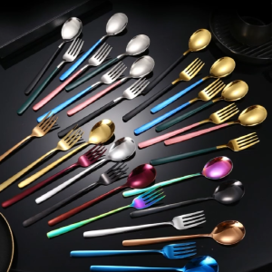 3IN1 Stainless Steel Chopsticks Spoon and Fork Flatware Set with Box Case Portable Travel Eco-Friendly Dinnerware Tableware Set Cutlery Set Kitchen Utensils